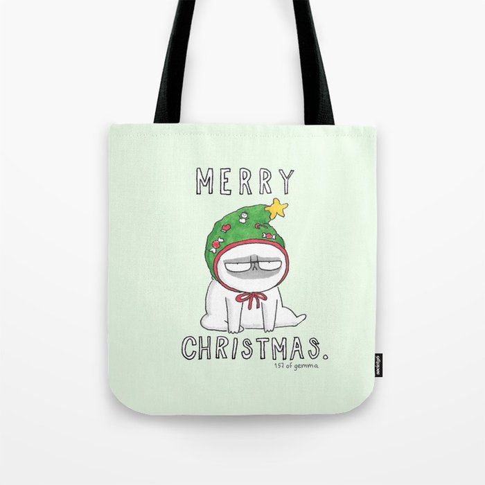 Grumpy Christmas puggy Tote Bag