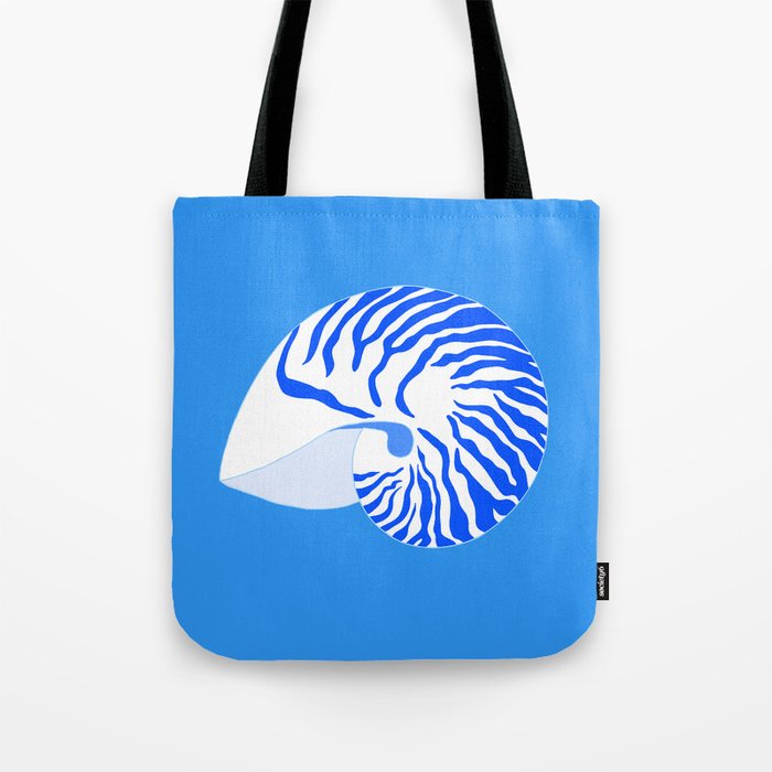 Blue Nautilus Shell Tote Bag