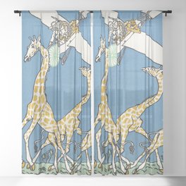 Bloodless Giraffe Hunt (Unblutige Jagd auf Giraffen) Sheer Curtain