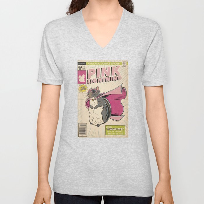 Little Thumbelina Girl: Pink Lightning V Neck T Shirt