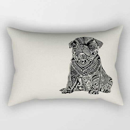 Polynesian Baby Pug Rectangular Pillow
