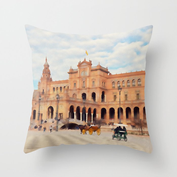 Plaza de Espana, Seville Throw Pillow