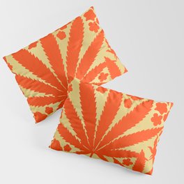 Gold Luxe Cannabis And Flowers In Red Pillow Sham