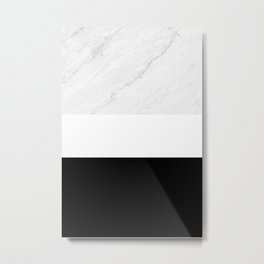 Marble Black White Metal Print