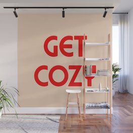 Get Cozy, White and Red Wall Mural