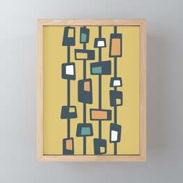 Mid Century Funky Blocks in Charcoal and Yellow Framed Mini Art Print