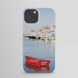 Vibrant Red Boat in Nantucket Harbor iPhone Case