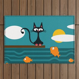 fishes and cat Outdoor Rug