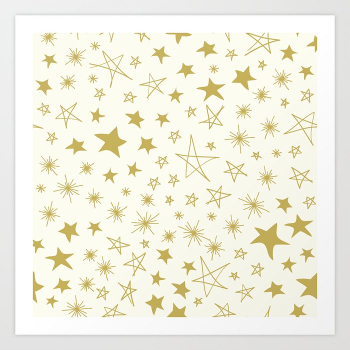 All the Stars pattern gold Art Print