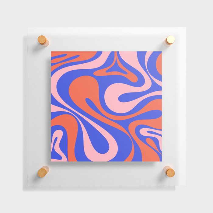 Mod Swirl Retro Abstract Pattern Bright Blue Orange Pink Floating Acrylic Print