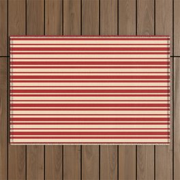 [ Thumbnail: Bisque & Red Colored Lines Pattern Outdoor Rug ]