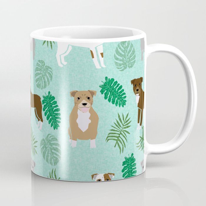 Pitbull summer monstera tropical plants pure breed dog gifts Coffee Mug