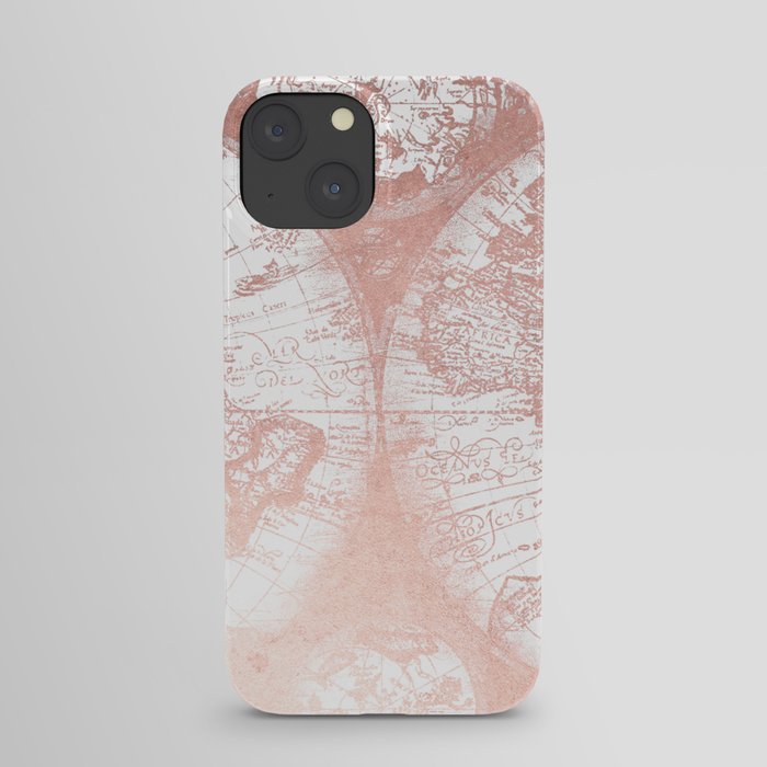 Rose Gold Pink Antique World Map by Nature Magick iPhone Case