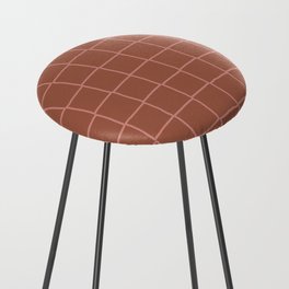 Terracotta Checkered Grid Counter Stool
