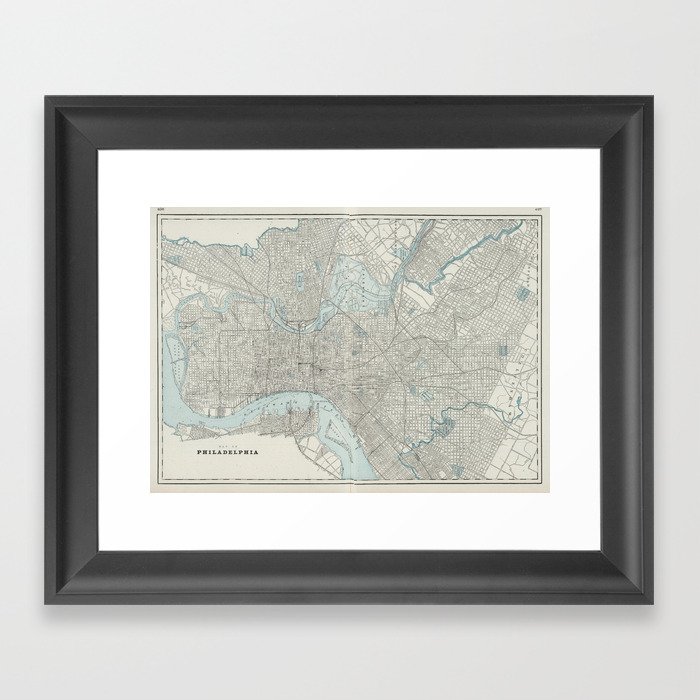 Vintage Map of Philadelphia PA (1901) Framed Art Print