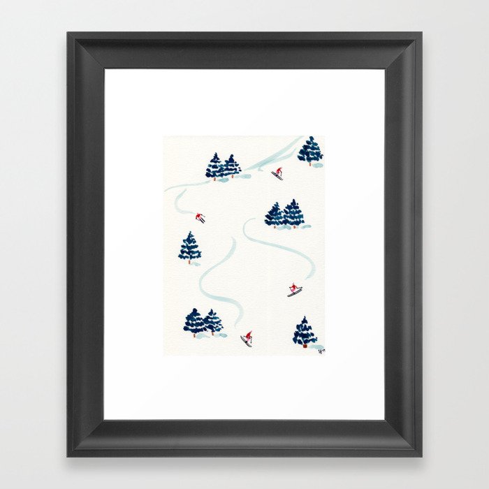 Little Skiers Framed Art Print