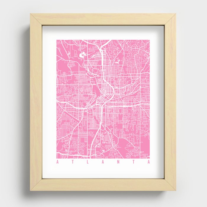 Atlanta map pink Recessed Framed Print