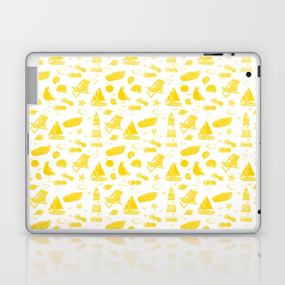 Yellow Summer Beach Elements Pattern Laptop & iPad Skin