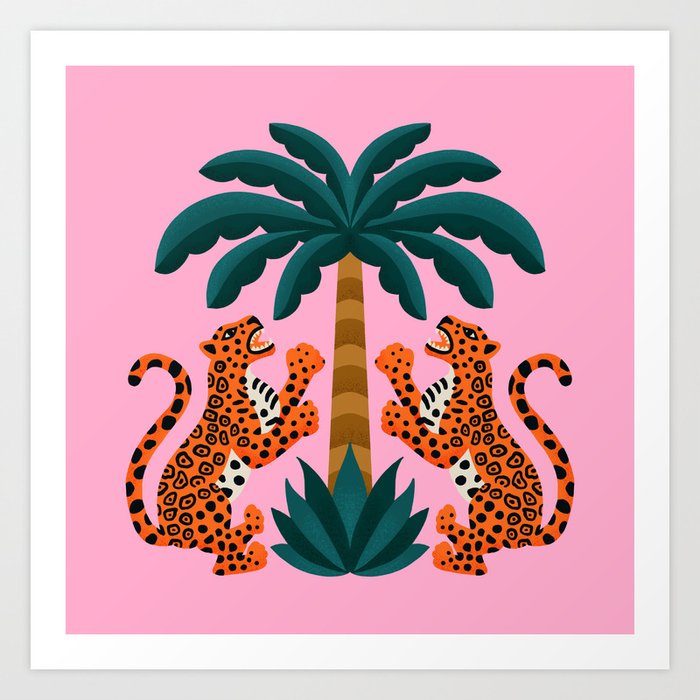 Jaguars and Palm Art Print
