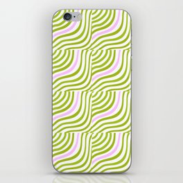 Green and Pastel Pink Stripe Shells iPhone Skin