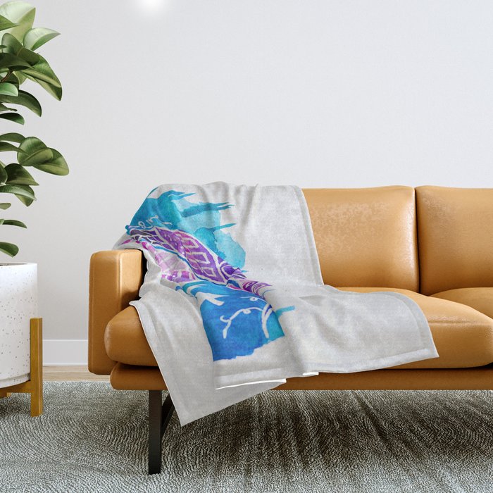 Inked feather Throw Blanket