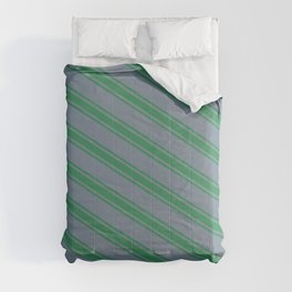 [ Thumbnail: Light Slate Gray and Sea Green Colored Striped/Lined Pattern Comforter ]