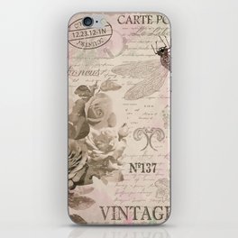 Vintage Flowers with roses and dragonfly.  iPhone Skin
