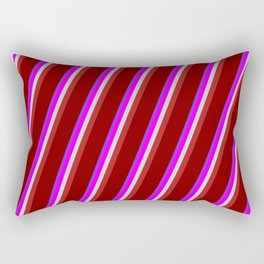 [ Thumbnail: Eye-catching Purple, Fuchsia, Light Grey, Red, and Maroon Colored Striped/Lined Pattern Rectangular Pillow ]