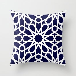 Moroccan Grid Blue Throw Pillow