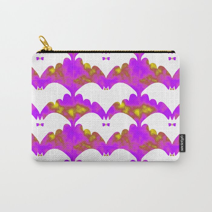 White Bats And Bows Pink Yellow Carry-All Pouch