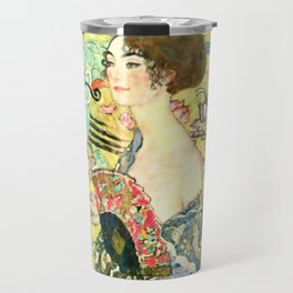 Gustav Klimt "Lady with fan" Travel Mug