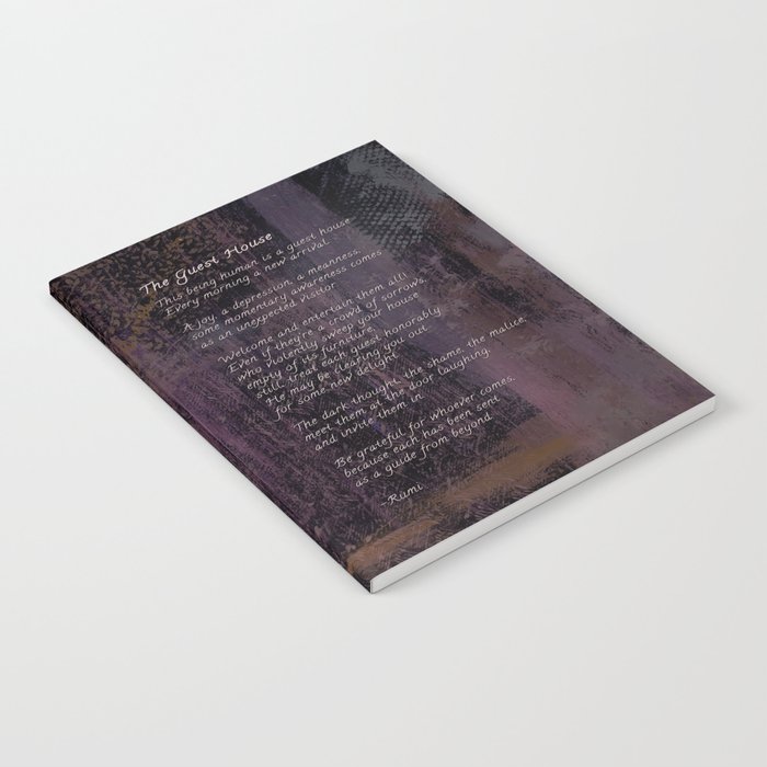 The Guest House by Rumi, Poetry Abstract Wall Art Notebook