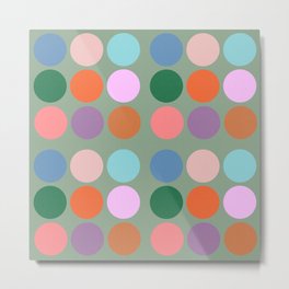 Mid-Century Modern Fall 2022 Polk Dots On Green Metal Print