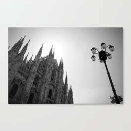 Duomo di Milano | Largest gothic cathedral in the world | Landmarks of Italy in Black and White Canvas Print