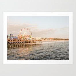 Pastel Color Santa Monica Pier Photo | Colorful California at Sunset Art Print | Summer by the Coast Travel Photography Art Print