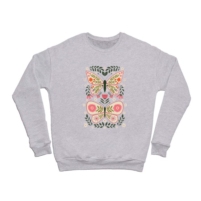  Folk Butterflies -Peach Crewneck Sweatshirt
