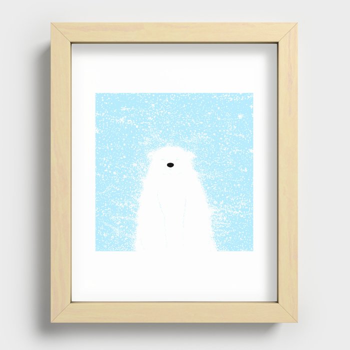 Its A Polar Bear Blinking In A Blizzard - Blue Recessed Framed Print