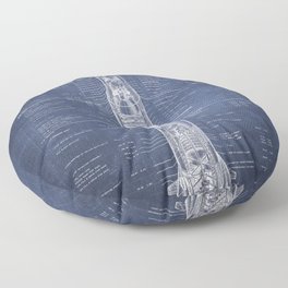 Apollo 11 Saturn V Blueprint in High Resolution (dark blue) Floor Pillow