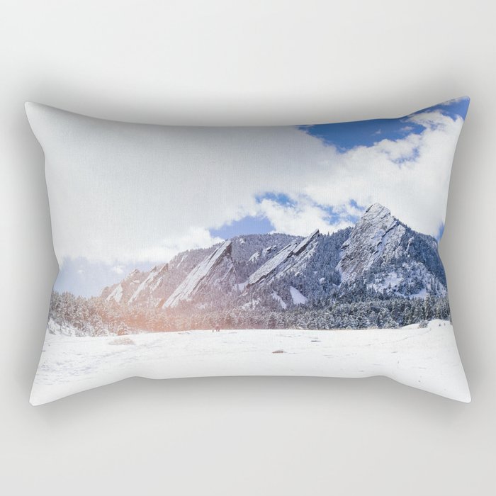Flatirons in Snow Rectangular Pillow