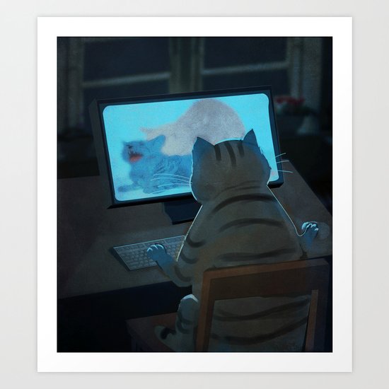 Midnight Surfer Art Print