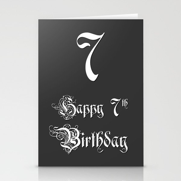 Happy 7th Birthday - Fancy, Ornate, Intricate Look Stationery Cards