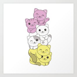 Twink Flag Pride Lgbtq Cute Cat Bunch Art Print