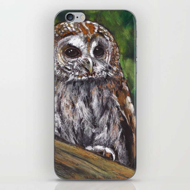 Tawny Owl Oil Pastel Painting Wildlife Iphone Skin By Joyart