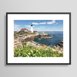 Cape Elizabeth Lighthouse, Maine - Summer Framed Art Print