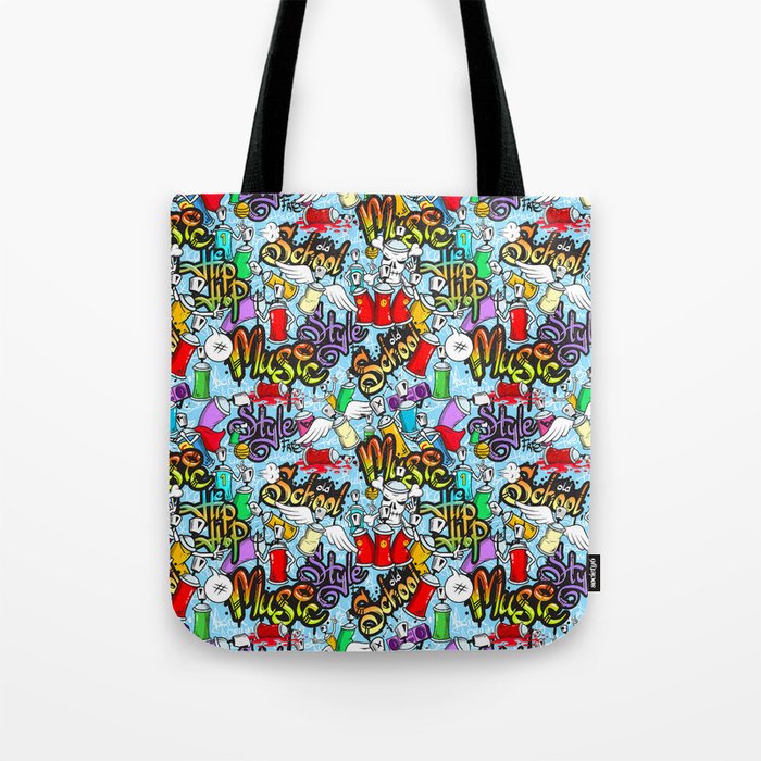 Urban Vibes: Graffiti Canvas Art, Street Art, Inspired by Old School Hip Hop Culture (80s-90s) Tote Bag