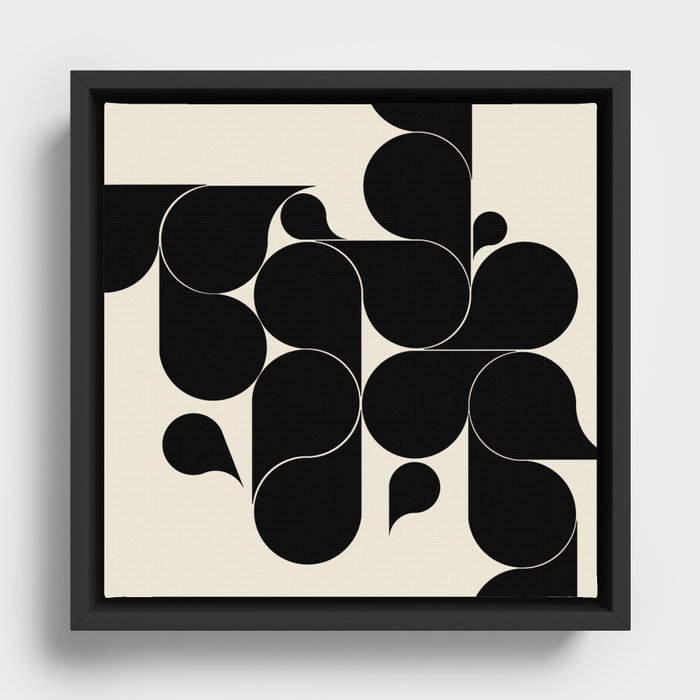 Black mid century drops Framed Canvas