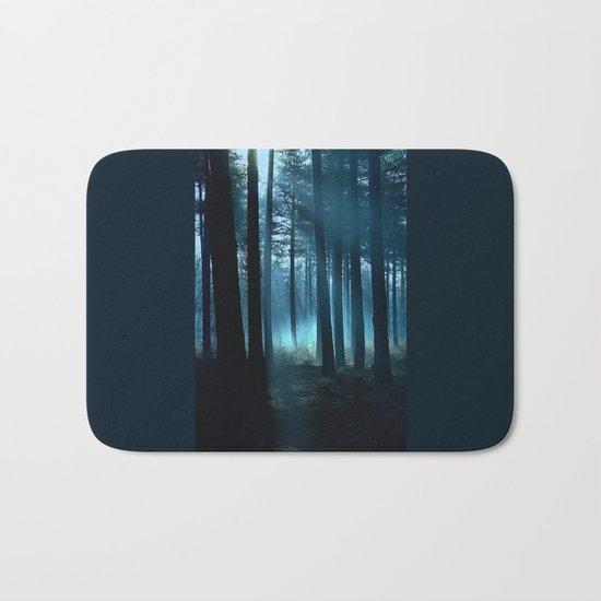 Haunted forest- winter mist in forest Bath Mat