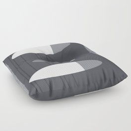 Mid Century Modern Abstract Vinyl Gray Floor Pillow