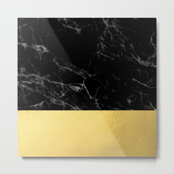 Black Marble & Gold Metal Print