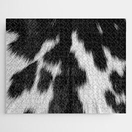 Faux Cowhide, Black and White Wild Ranch Animal Hide Print Jigsaw Puzzle